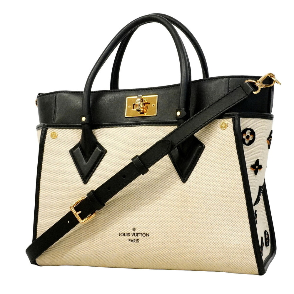 Louis Vuitton Monogram Tuffetage On My Side MM Handbag M59842 Black Off-White...